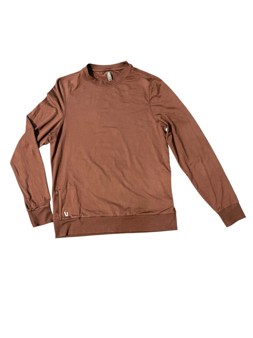 Vuori Men's Long Sleeve Pullover Crew in Brown